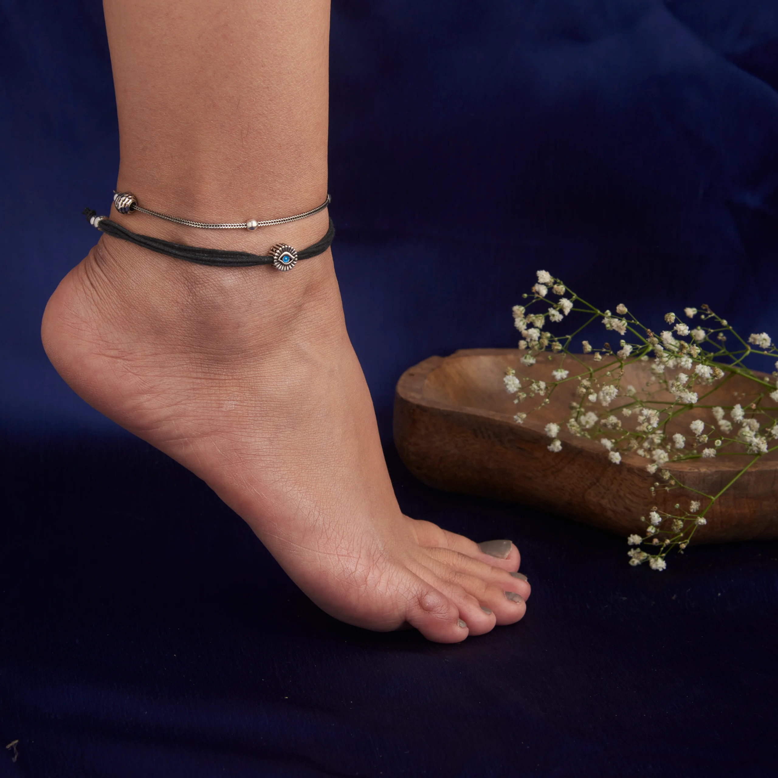 925 silver evil eye layered anklet 925 silver evil eye layered anklet