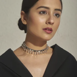 silver oxidised statement choker – bold, elegant & timeless