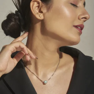 silver aqua glow pendant necklace