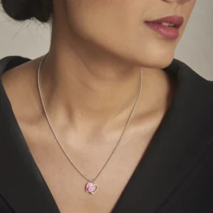 925 silver pink enamel heart pendant – sweet, elegant & meaningful