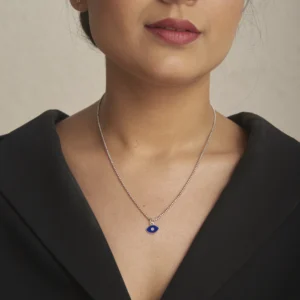 silver blue evil eye pendant necklace – stylish protection for everyday wear