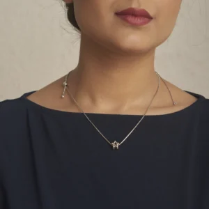 silver hollow star pendant necklace