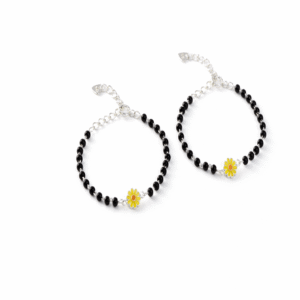 925 sterling silver baby nazariya with enamel yellow flower