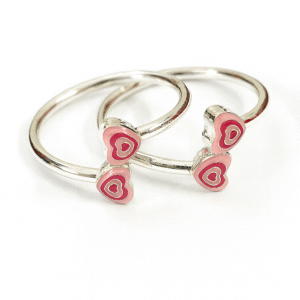 925 sterling silver kids bangle with enamel heart charm