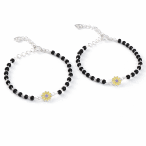 925 sterling silver baby nazariya with enamel yellow flower