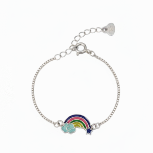 925 sterling silver baby bracelet with rainbow charm