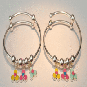 925 sterling silver baby bangle with flower charm