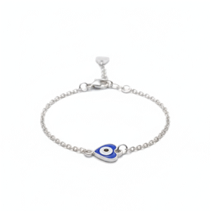 925 sterling silver baby bracelet with heart evil eye charm