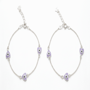 925 sterling silver baby anklet with heart evil eye charm