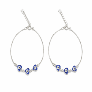 925 sterling silver baby anklet with heart evil eye charm
