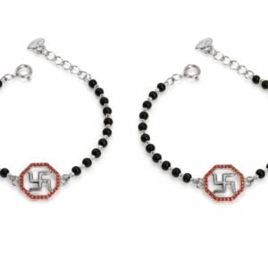 925 sterling silver baby nazariya with swastik charm for unisex baby |